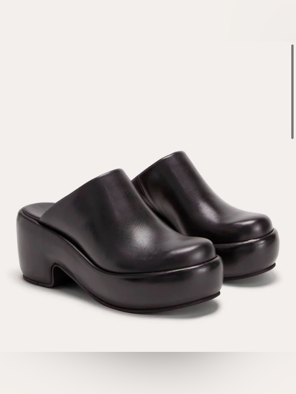 Everlane Puffa Black Leather Platform Mule Clog nurse shoe 7
